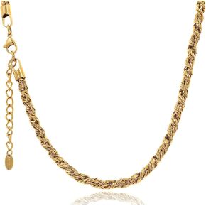 Gold Rope Chain Necklace for Women. Trendy Twisted Design, 18k Gold Plated Stainless Steel. Choker Necklace. Valentines Day Gifts for Her