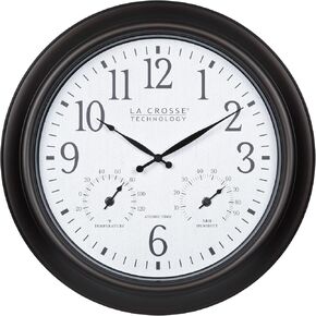 La Crosse Technology 404-89027-INT 18-inch Indoor/Outdoor Brown Atomic Analog Wall Clock