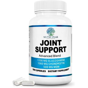Advanced Joint Support Supplement - Glucosamine Chondroitin MSM Boswellia Quercetin L-Methionine Bromelain - for Relief, Flexibility, Mobility - Nutri Peak 120 Capsules, 40 Servings