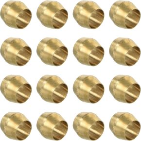 PATIKIL 1/4" ID Brass Compression Sleeve Ferrules, 40 Pcs Brass Compression Fittings Brass Compression Assortment Kit for Tube Air Lines