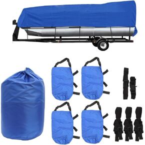 210D boat Cover Water Proof Heavy Duty Marine Grade Polyester Trailerable Compatible with Pontoon Boat Cover (21-24FT102IN)