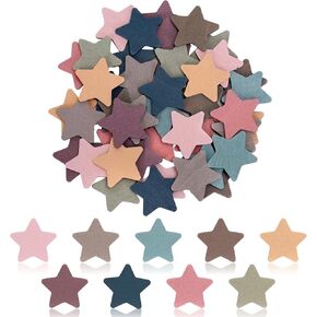 45Pcs Star Extra Tokens for Reward Jar Colorful Star Shape Wooden Cutouts with Linen Pocket 5 Colors Wooden Tokens for Student Teacher Home Classroom
