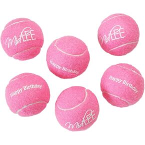 Midlee Happy Birthday Dog Tennis Balls (6 Pack) (Regular, Pink)