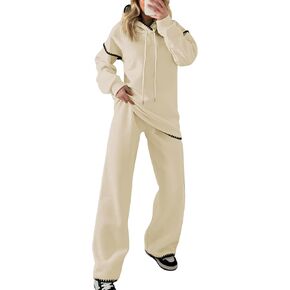 Fixmatti Women 2 Piece Outfits Hoodie Sweatsuit Long Sleeve Pullover Sweatshirt Matching Sweatpants Jogger Set