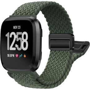 Stretchy-Band for Fitbit-Versa-2 Bands for Women-Men - Magnetic Clasp Breathable Replacement Strap for Fitbit Versa 2 / Versa/Versa Lite/Versa SE Watch Accessories, Grape Purple
