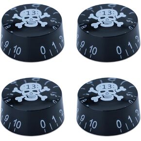Electric Guitar Knobs Skull Black Red Top Hat Knobs Speed Volume Tone Knob Vintage Pedal Control Knobs for LP Guitar Replacement