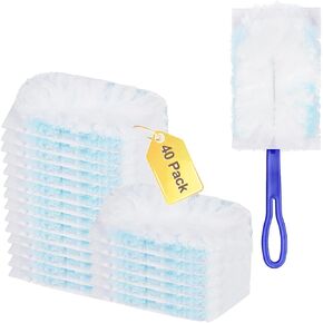40 Pack Duster Refills, Heavy Duty Duster Refills with 1 Handle, Duster Replacement Refills for Dusting Electronics, Dusting Furniture, Blinds, Ceiling Fans and Car