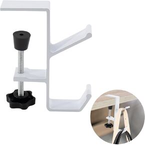 Desk Mount Bag Holder Hook Clamp,On Backpack Hanger Portable Desk Mount Headphones Holder for Reduce Desk Clutter Table Desk Table Hanging Storage (1 Pcs-Double Hook Black)