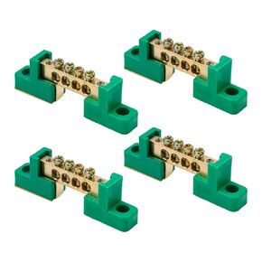 Antrader Terminal Bus Bar 10 Positions Screw Brass Terminal Grounding Strip Bus Bar Block Terminal Block Pack of 6, Blue