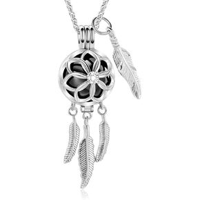 Cremation Jewelry Dream Catcher Urn Necklace for Ashes for Women Men Feather with Angel Wing Keepsake Memories Hollow Urn Pendant for Human Pet Ashes