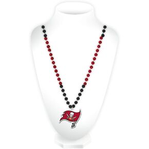 Rico Industries NFL Tampa Bay Buccaneers Beads W/Medallion Bead with Medallion Necklace - Great Game DayAccessory 3" x 24"