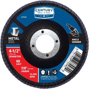 Century Drill & Tool 75586 Zirconia Flap Disc, 4-1/2" X 5/8-11" X 80 Grit