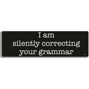 I Am Silently Correcting Your Grammar - Funny Bumper Sticker - 3 x 10 inches - Professionally Made in The USA (Vinyl,X1)
