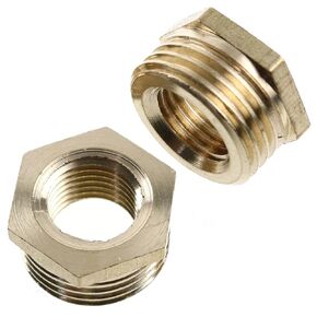 2pcs 1/2 NPT(3/4inch) Male to 1/4 NPT(1/2inch) Female Brass Reducer Hex Bushing Threaded Pipe Fitting