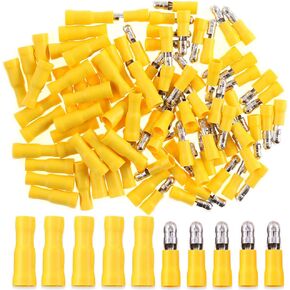 Hilitchi 50Pairs Insulated Male Female Bullet Quick Splice Wire Terminals Wire Crimp Connectors (Blue, 16-14 Gauge) in Kuwait