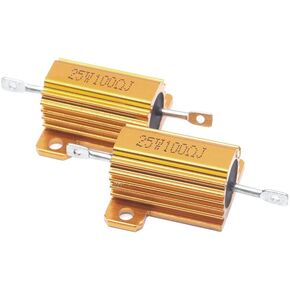 Aluminum Case Resistor 25W 100 Ohm Aluminum Housing Wirewound Resistors Screw Tap Chassis Mounted - Pack of 2