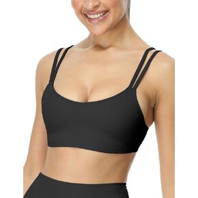 icyzone Women's Strappy Sports Bras - Molded Cups Workout Bra Yoga Tops Low Impact