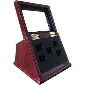 Sports Championship Rings Wooden Display case Shadow Box without Rings (6 Slots)