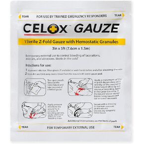 CELOX's GAUZE - Z-Fold Hemostatic Gauze, 3in X 5ft (7.6cm X 1.5m) - Controls Moderate to Severe Bleeding. Packed by Ilios.