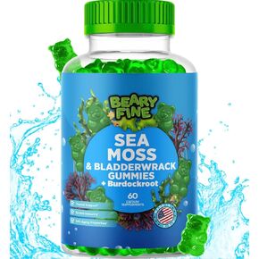 Sea Moss Gummies & Apple Cider Vinegar - Burdock Root + Bladderwrack - 102 Minerals for Daily Wellness & Nutrient Support - 60 Seamoss Gummies for Kids & Adults - Made in The USA