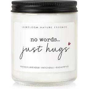 Sympathy Gifts for Loss of Loved One, Bereavement Gift- 9oz Aromatherapy Lavender Scented Soy Wax Candle- No Words Just Hugs Sentiment, Think of You, Grief Gift for Women, Condolence gifts