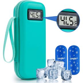 Insulin Cooler Travel Case with Temperature Display - TSA Approved Diabetic Cooler Travel Case, Medication Cooler for Travel with 2 Nylon Ice Packs(Black)