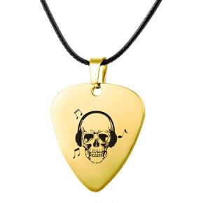 JczR.Y Guitar Pick Necklace for Men Women Stainless Steel Skull Guitar Necklace Music Lover Pendant Rock Punk Jewelry Gift