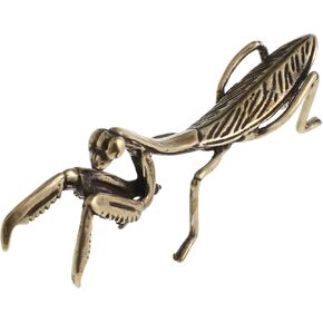 IMIKEYA Gold Praying Mantis Figurines: Vintage Brass Mantis Statues Decorative Brass Animal Ornament DIY Craft Small Brass Metal Mantis Desktop Ornament for Rustic Home Decor Wall Art
