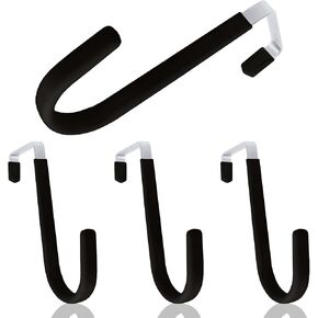 4PCS Over The Door Hooks for Hanging, White Metal Door Hanger Hook with Rubber Prevent Scratches, Heavy Duty Organizer Hooks for Hanging Towel Clothes Coats Hats Bags