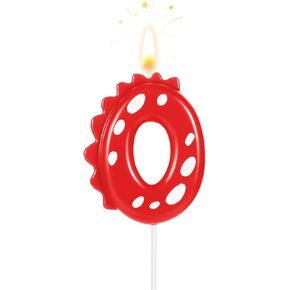 Birthday Number Candles, Red Dinosaur Candle Birthday Cake Candles Dinosaur Numeral Birthday Candle for Dinosaur Theme Party Birthday Decoration Supplies(Number 0)