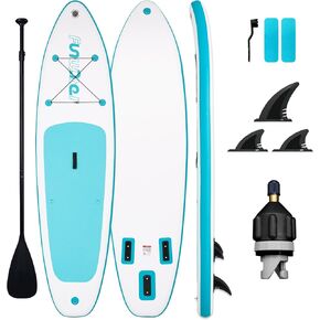 FunWater نفخ 10' × 33 "× 6" لوح مجداف قابل للنفخ SUP قابل للنفخ لوح مجداف لجميع مستويات المهارة متضمنة مع لوح مجداف واقف، مجداف، زعانف، محولات صمام الهواء in Kuwait