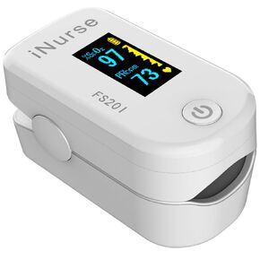 Pulse oximeter fingertip with Plethysmograph and Perfusion Index,Include Carrying case, Large OLED Digital Display Blood Oxygen Saturation Monitor Heart Rate Monitor (Color: white)