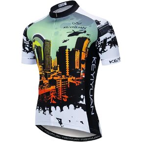 Men's Cycling Jersey Short Sleeve Outdoor Biking Clothing with 3 Rear Pockets