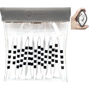 Golf Tees Pouch Bag with Clip, Clear Transparent Squeeze Top Pocket to Store Golf Accessories and Valuables | 15 Bamboo Tees Included (Green)