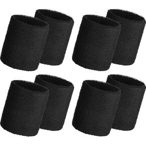 WILLBOND 8 Pack Wrist Sweatbands Sports Wristbands Tennis Sweatbands Neon 80s Thick Cotton Gymnastics Sweat Band International Sports Athletic Wristband for Men Women Party Supplies