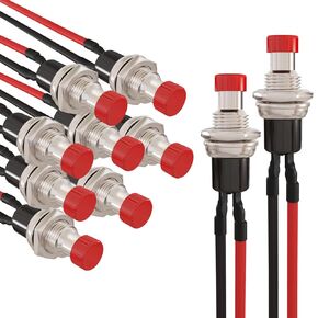 APIELE Momentary Push Button Switch 7mm SPST 1A 250V AC 2 Pin NO Mini Momentary Switch with 200mm Pre-soldered 10Pcs (Red)
