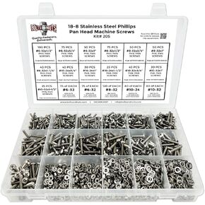 Stainless Steel Phillips Pan Head Machine Screws Bolts Nuts Washers Assortment Kit - 1921 Pcs! in Saudi Arabia