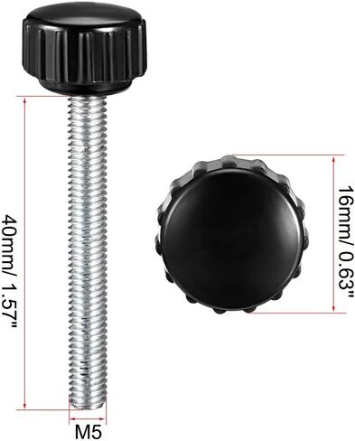 uxcell M5 x 30mm Metric Male Thread Knurled Clamping Knobs Grip Thumb Screw on Type Plastic Threaded Hand Bolt Knobs Black 2 Pcs in Saudi Arabia