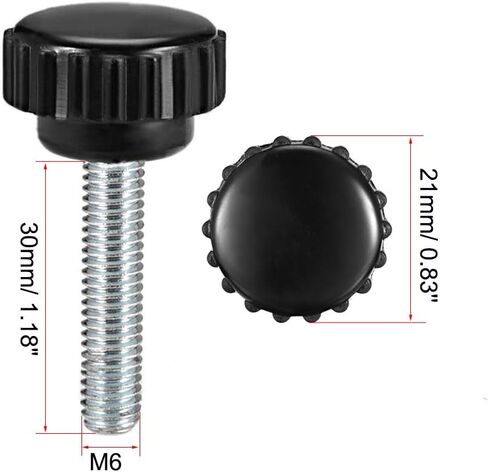 uxcell M5 x 30mm Metric Male Thread Knurled Clamping Knobs Grip Thumb Screw on Type Plastic Threaded Hand Bolt Knobs Black 2 Pcs in Saudi Arabia