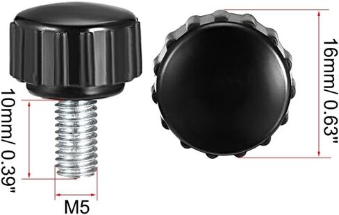 uxcell M5 x 30mm Metric Male Thread Knurled Clamping Knobs Grip Thumb Screw on Type Plastic Threaded Hand Bolt Knobs Black 2 Pcs in Saudi Arabia