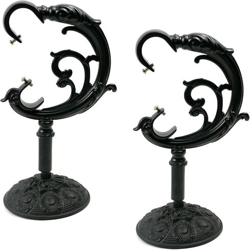 قطعتان من دعامات قضيب الستارة العتيقة قضيب ستارة معدني مزدوج وقضيب زخرفي وخطاطيف قضيب ستائر شديدة التحمل لقضيب 1 بوصة و0.8 بوصة، أسود in Kuwait