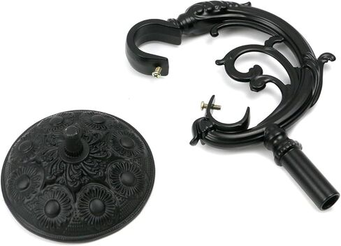 قطعتان من دعامات قضيب الستارة العتيقة قضيب ستارة معدني مزدوج وقضيب زخرفي وخطاطيف قضيب ستائر شديدة التحمل لقضيب 1 بوصة و0.8 بوصة، أسود in Kuwait