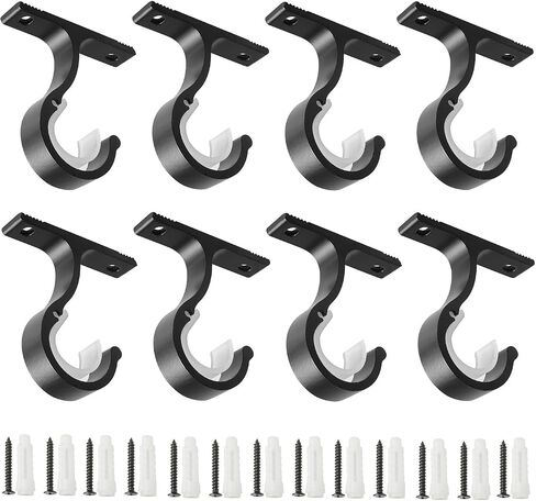 Anndason Curtain Rod Brackets Ceiling Ｍount and Ｗall Installation　Curtain Rod Brackets Ceiling Curtain Rod Brackets Rod Holders for 1 Inch Rod, Black Color, (Set of 4,Black) in Saudi Arabia