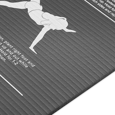 سجادة اللياقة البدنية Gaiam Essentials ذاتية التوجيه - بساط اليوغا والتمرين بسمك 10 مم مع نسيج غير قابل للانزلاق وحزام سهل الحمل - تتضمن أدلة مرئية سهلة الاتباع - رمادي in Kuwait