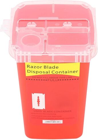 Disposal Blade Container Sharps and Needle Container Waste Blade Storage Box Tattoo Blade Syringe Needle Trash(Red) in Saudi Arabia