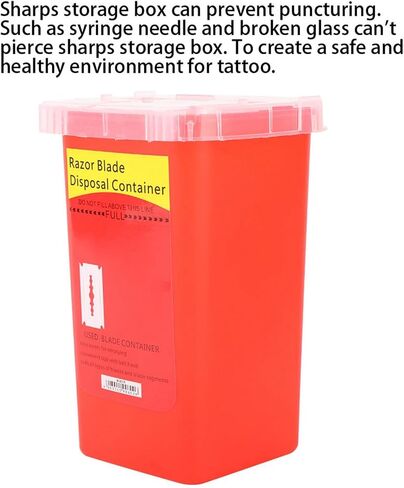 Disposal Blade Container Sharps and Needle Container Waste Blade Storage Box Tattoo Blade Syringe Needle Trash(Red) in Saudi Arabia