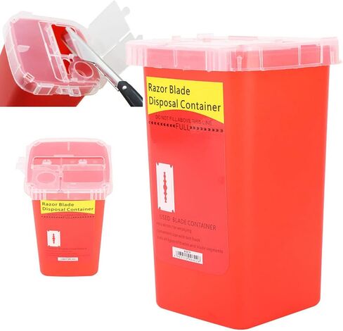 Disposal Blade Container Sharps and Needle Container Waste Blade Storage Box Tattoo Blade Syringe Needle Trash(Red) in Saudi Arabia