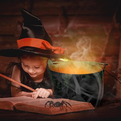 3 قطع من دلو وعاء الساحرات الكبيرة للهالوين و3 قطع من صانع رذاذ النافورة مع 12 لون ضوء LED أسود مرجل رذاذ لتزيين حفلات الهالوين في الهواء الطلق in Kuwait