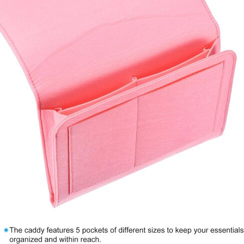 PATIKIL 13in Bedside Caddy, Bed Caddy Bedside Organizer Hanging 5 Pocket Soft Felt Bed Pockets Bedside Storage Organizer Remote Control Holder for Bedroom Phones Glasses, Beige in Saudi Arabia