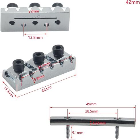 Black Guitar Parts 6 Strings Locked Nut 42mm for Floyd Rose Tremolo Bridge,with Guitar String Retainer Bar in Saudi Arabia